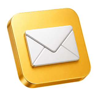 Decorative 3D mail envelope icon on the contact us page